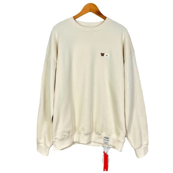 Graver of Anaheim Unisex Oversized Sweatshirt Size XL Cotton Cream Daisy Bear - Picture 1 of 11